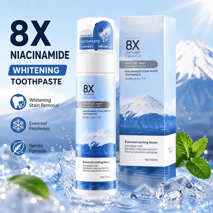 Dmluckin® Foaming Whitening Toothpaste 8X - Fresh Breath Stain Removal Gentle Teeth Cleaning 100ml-D
